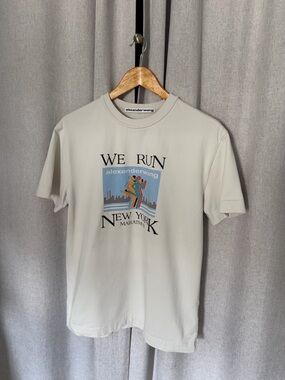 Alexander Wang Grey Graphic 'We Run New York' Short Sleeve Tee